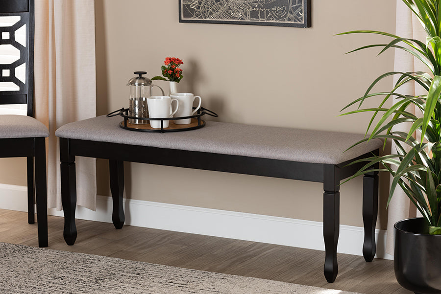 Baxton Studio Corey Modern and Contemporary Grey Fabric Upholstered and Dark Brown Finished Wood Dining Bench | Modishstore | Stools & Benches