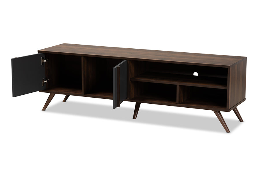 baxton studio naoki modern and contemporary two tone grey and walnut finished wood 2 door tv stand | Modish Furniture Store-3