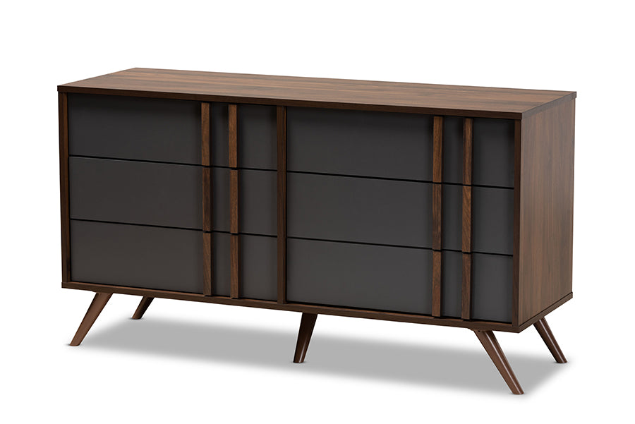 baxton studio naoki modern and contemporary two tone grey and walnut finished wood 6 drawer bedroom dresser | Modish Furniture Store-2