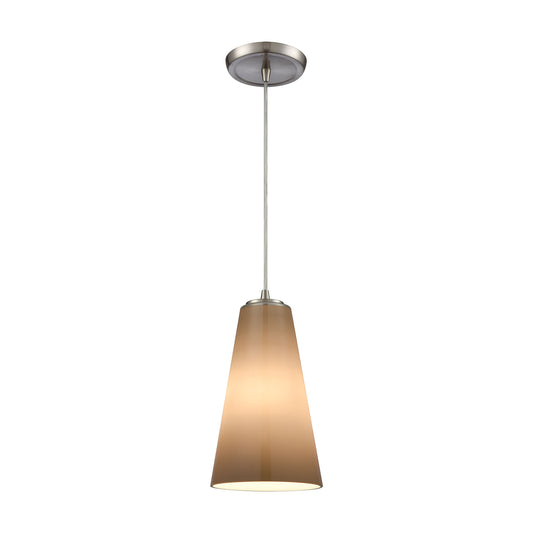 Connor 1-Light Mini Pendant in Satin Nickel with Gray-plated Blown Glass ELK Lighting | Pendant Lamps | Modishstore