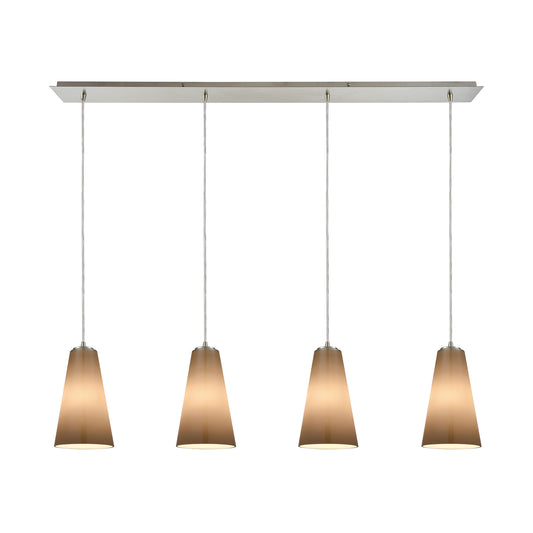 Connor 4-Light Linear Pendant Fixture in Satin Nickel with Peach Blown Glass ELK Lighting | Pendant Lamps | Modishstore