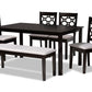 baxton studio gabriel modern and contemporary grey fabric upholstered and dark brown finished wood 6 piece dining set | Modish Furniture Store-2