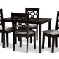 baxton studio henry modern and contemporary grey fabric upholstered and dark brown finished wood 5 piece dining set | Modish Furniture Store-2