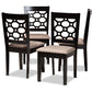 Baxton Studio Peter Modern and Contemporary Sand Fabric Upholstered and Dark Brown Finished Wood 4-Piece Dining Chair Set | Modishstore | Dining Chairs - 2