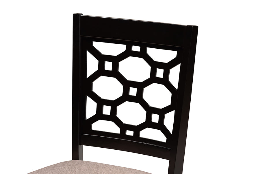 Baxton Studio Peter Modern and Contemporary Sand Fabric Upholstered and Dark Brown Finished Wood 4-Piece Dining Chair Set | Modishstore | Dining Chairs - 3