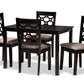baxton studio henry modern and contemporary sand fabric upholstered and dark brown finished wood 5 piece dining set | Modish Furniture Store-2