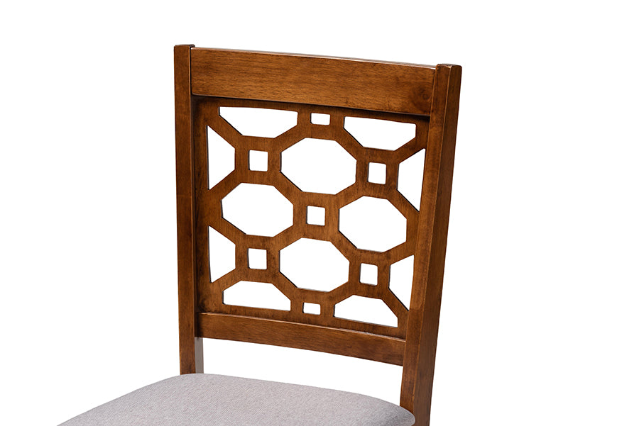 Baxton Studio Peter Modern and Contemporary Grey Fabric Upholstered and Walnut Brown Finished Wood 4-Piece Dining Chair Set | Modishstore | Dining Chairs - 2