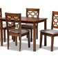 baxton studio henry modern and contemporary grey fabric upholstered and walnut brown finished wood 5 piece dining set | Modish Furniture Store-2