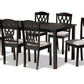 baxton studio salem modern and contemporary grey fabric upholstered and dark brown finished wood 7 piece dining set | Modish Furniture Store-2