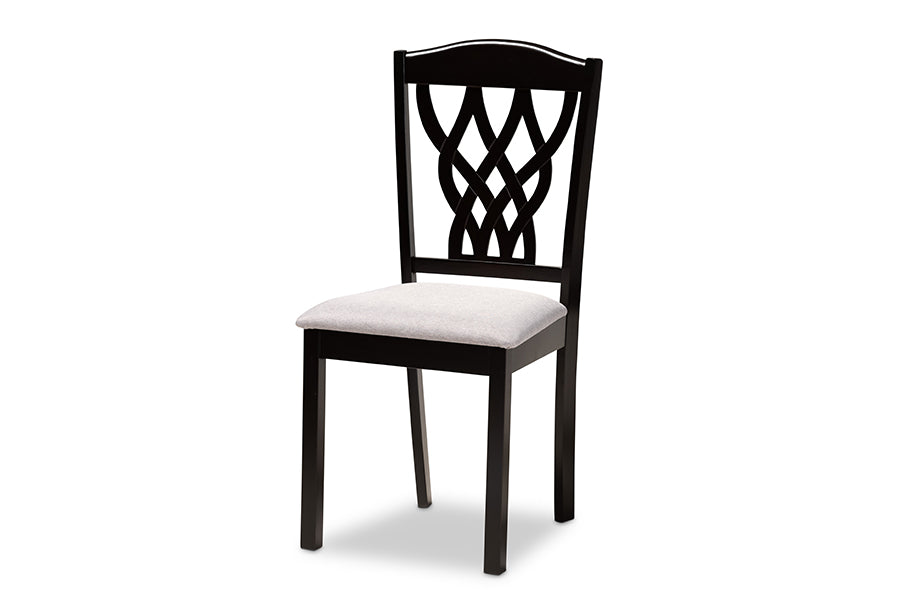 baxton studio salem modern and contemporary grey fabric upholstered and dark brown finished wood 7 piece dining set | Modish Furniture Store-3