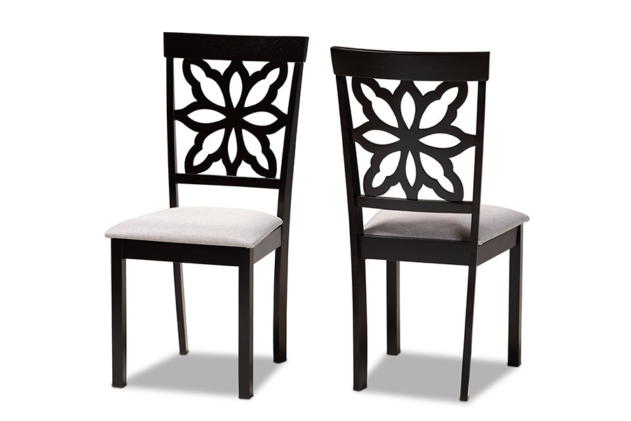 Baxton Studio Samwell Modern and Contemporary Grey Fabric Upholstered and Dark Brown Finished Wood 2-Piece Dining Chair Set | Modishstore | Dining Chairs - 4