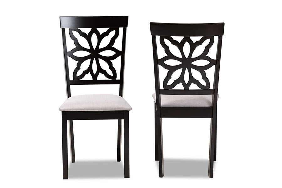 Baxton Studio Samwell Modern and Contemporary Grey Fabric Upholstered and Dark Brown Finished Wood 2-Piece Dining Chair Set | Modishstore | Dining Chairs - 3