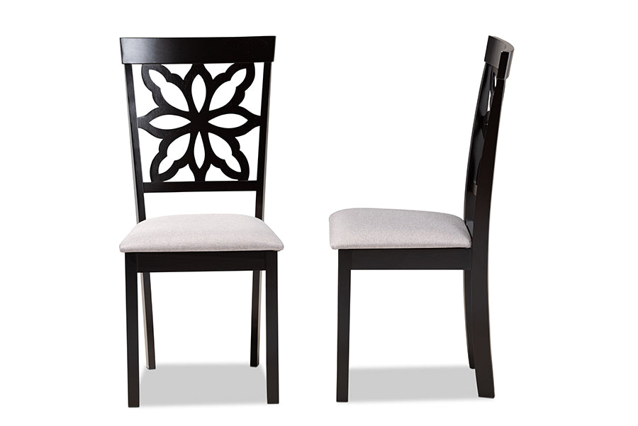 Baxton Studio Samwell Modern and Contemporary Grey Fabric Upholstered and Dark Brown Finished Wood 2-Piece Dining Chair Set | Modishstore | Dining Chairs - 2