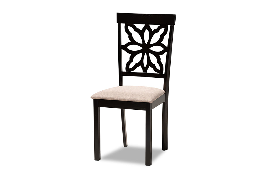 baxton studio dallas modern and contemporary sand fabric upholstered and dark brown finished wood 7 piece dining set | Modish Furniture Store-3