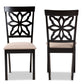 Baxton Studio Samwell Modern and Contemporary Sand Fabric Upholstered and Dark Brown Finished Wood 2-Piece Dining Chair Set | Modishstore | Dining Chairs - 3