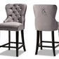 baxton studio howell modern transitional grey velvet upholstered and dark brown finished wood 2 piece counter stool set | Modish Furniture Store-2
