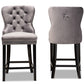 baxton studio howell modern transitional grey velvet upholstered and dark brown finished wood 2 piece counter stool set | Modish Furniture Store-3