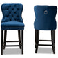 baxton studio howell modern transitional navy blue velvet upholstered and dark brown finished wood 2 piece counter stool set | Modish Furniture Store-3
