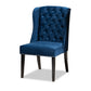 Baxton Studio Lamont Modern Contemporary Transitional Navy Blue Velvet Fabric Upholstered and Dark Brown Finished Wood Wingback Dining Chair | Modishstore | Dining Chairs - 4