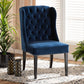 Baxton Studio Lamont Modern Contemporary Transitional Navy Blue Velvet Fabric Upholstered and Dark Brown Finished Wood Wingback Dining Chair | Modishstore | Dining Chairs