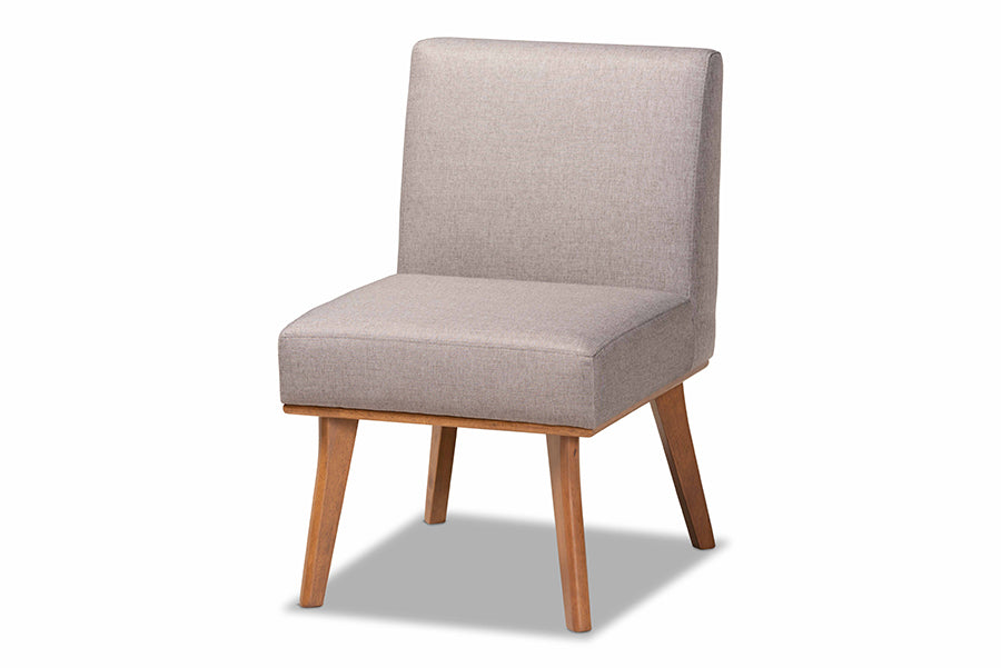 Baxton Studio Odessa Mid-Century Modern Grey Fabric Upholstered and Walnut Brown Finished Wood Dining Chair | Modishstore | Dining Chairs - 4