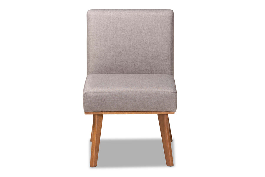 Baxton Studio Odessa Mid-Century Modern Grey Fabric Upholstered and Walnut Brown Finished Wood Dining Chair | Modishstore | Dining Chairs - 3