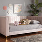 Baxton Studio Oksana Modern Contemporary Glam and Luxe Light Pink Velvet Fabric Upholstered and Gold Finished Queen Size Daybed | Modishstore | Beds
