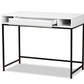 baxton studio cargan modern and contemporary white finished wood and black metal 1 drawer desk | Modish Furniture Store-3