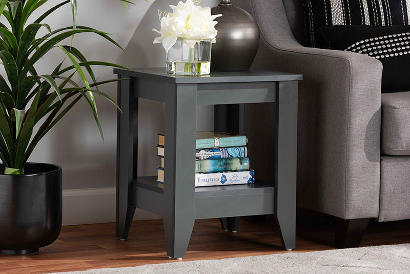 Baxton Studio Audra Modern and Contemporary Grey Finished Wood Living Room End Table | Modishstore | End Tables