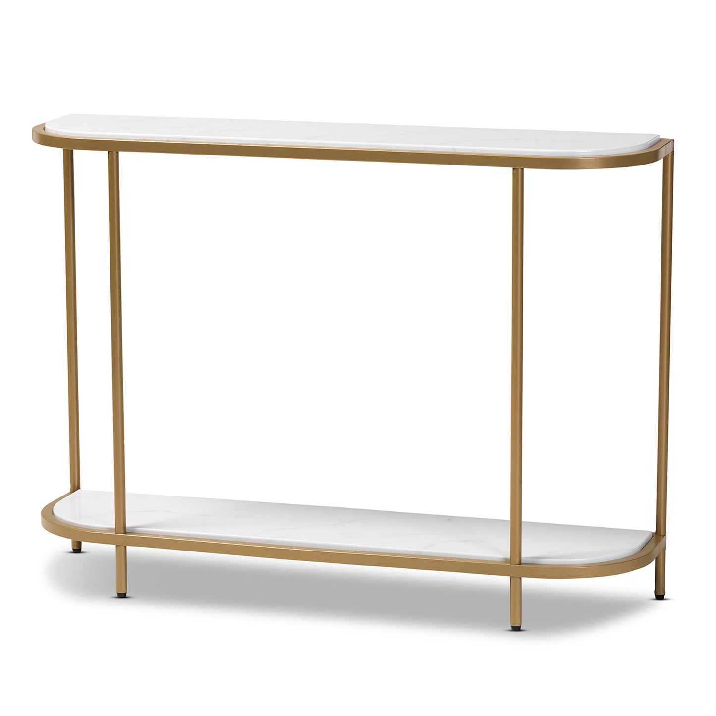 Baxton Studio Dominic Modern and Contemporary Gold Metal Console Table with Faux Marble Tabletop | Console Tables | Modishstore