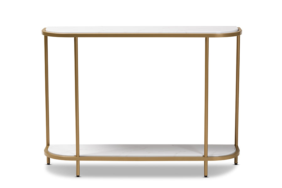 Baxton Studio Dominic Modern and Contemporary Gold Metal Console Table with Faux Marble Tabletop | Console Tables | Modishstore - 6