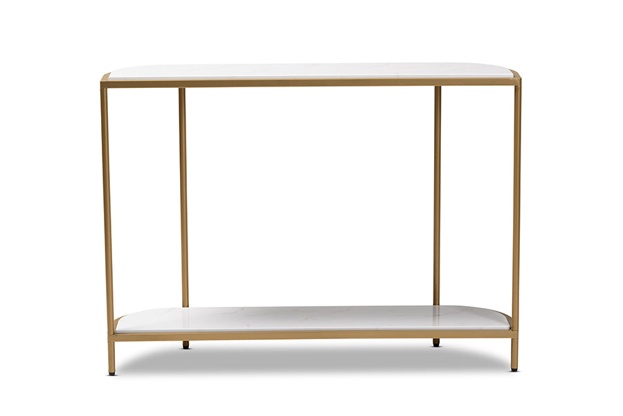 Baxton Studio Dominic Modern and Contemporary Gold Metal Console Table with Faux Marble Tabletop | Console Tables | Modishstore - 4