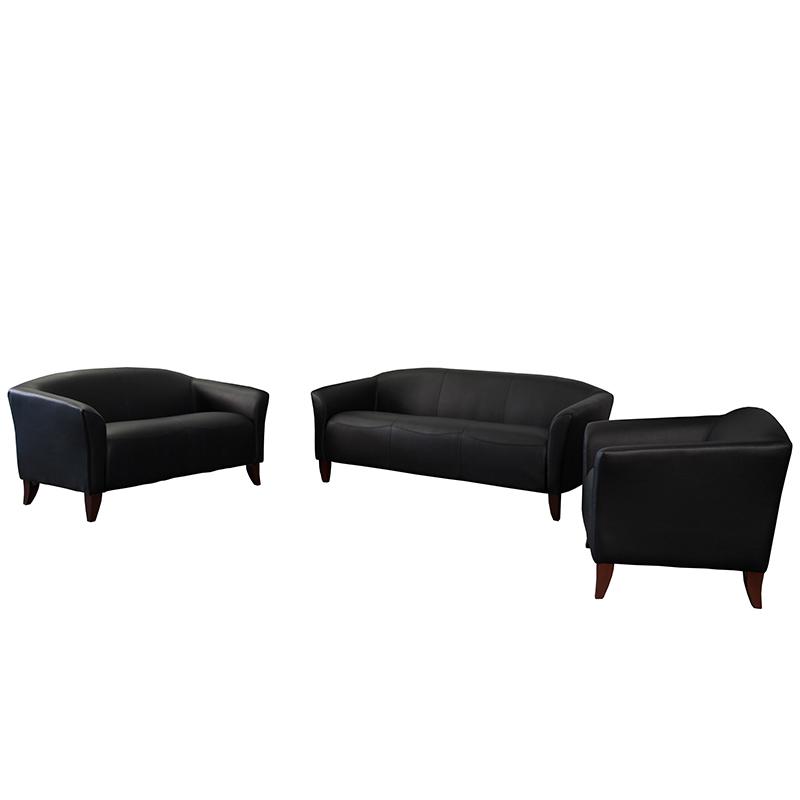 Hercules Imperial Series Reception Set In Black Leathersoft By Flash Furniture | Sofas | Modishstore - 2
