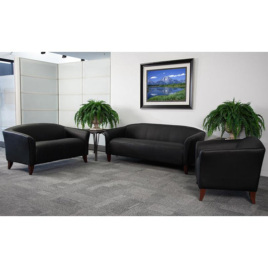 Hercules Imperial Series Reception Set In Black Leathersoft By Flash Furniture | Sofas | Modishstore