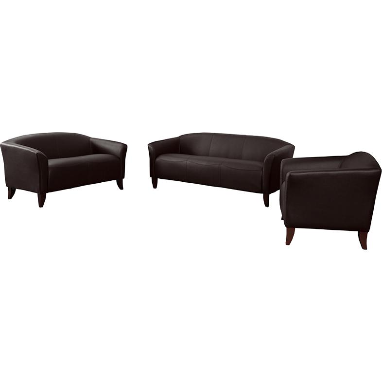 Hercules Imperial Series Reception Set In Brown Leathersoft By Flash Furniture | Sofa Set | Modishstore - 2