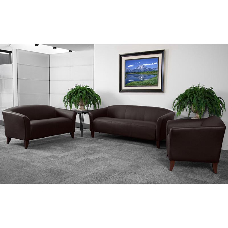 Hercules Imperial Series Reception Set In Brown Leathersoft By Flash Furniture | Sofa Set | Modishstore - 1