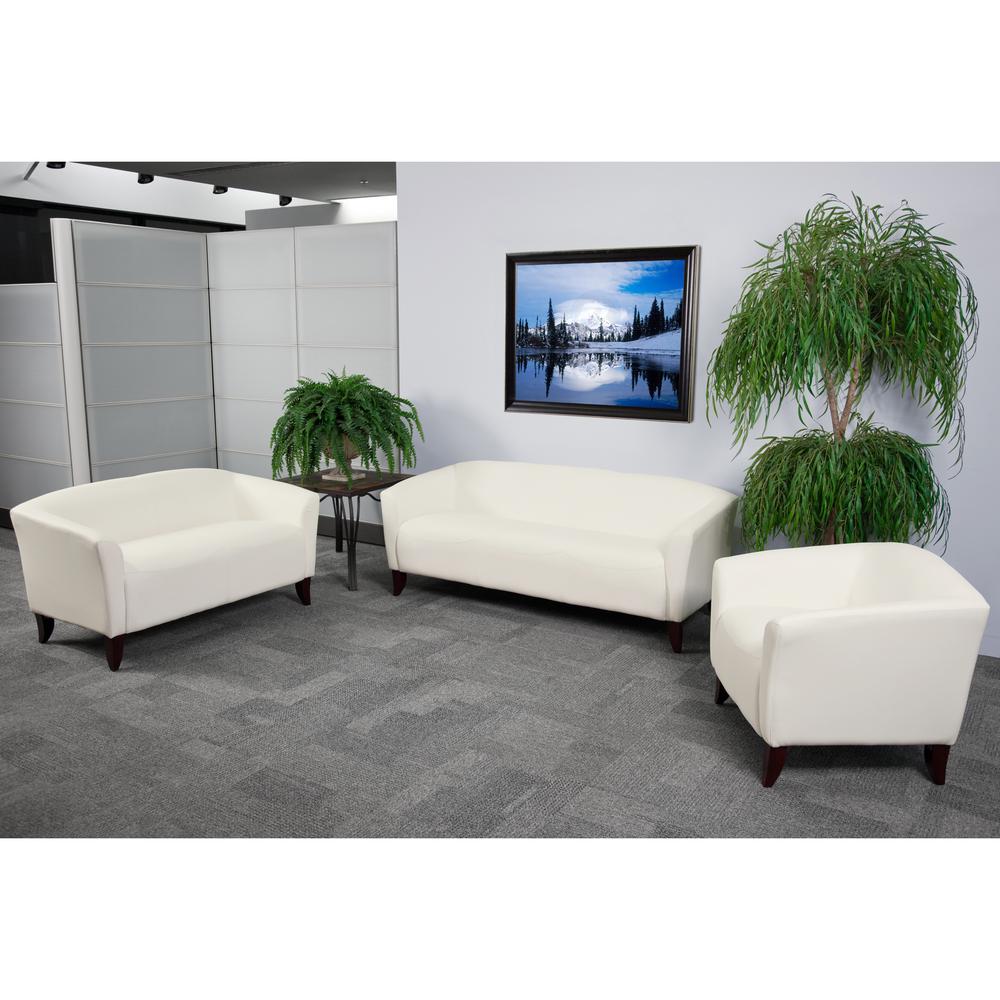 Hercules Imperial Series Reception Set In Ivory Leathersoft By Flash Furniture | Sofa Set | Modishstore - 1