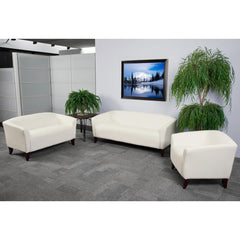 Hercules Imperial Series Reception Set In Ivory Leathersoft By Flash Furniture