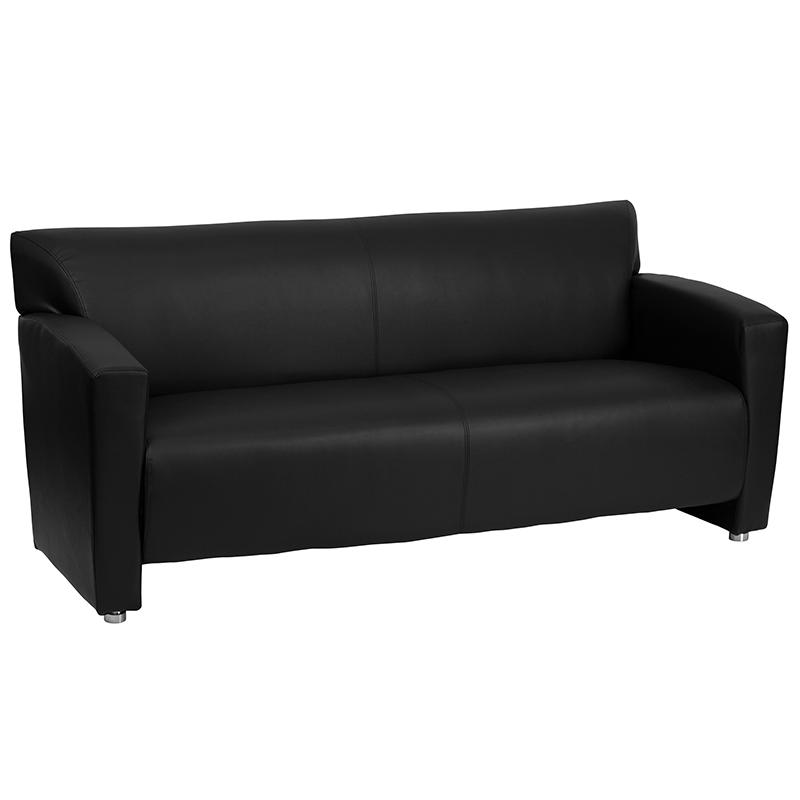 Hercules Majesty Series Reception Set In Black Leathersoft By Flash Furniture | Sofa Set | Modishstore - 4