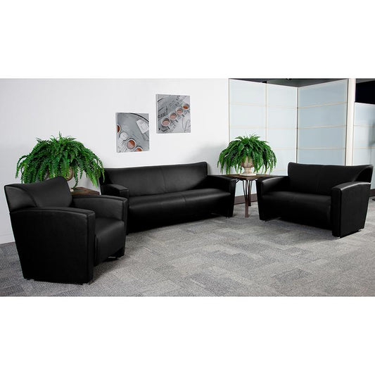 Hercules Majesty Series Reception Set In Black Leathersoft By Flash Furniture | Sofas | Modishstore