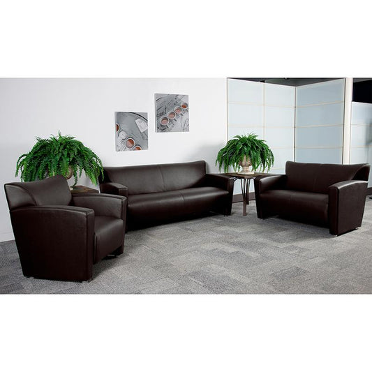 Hercules Majesty Series Reception Set In Brown Leathersoft By Flash Furniture | Sofas | Modishstore
