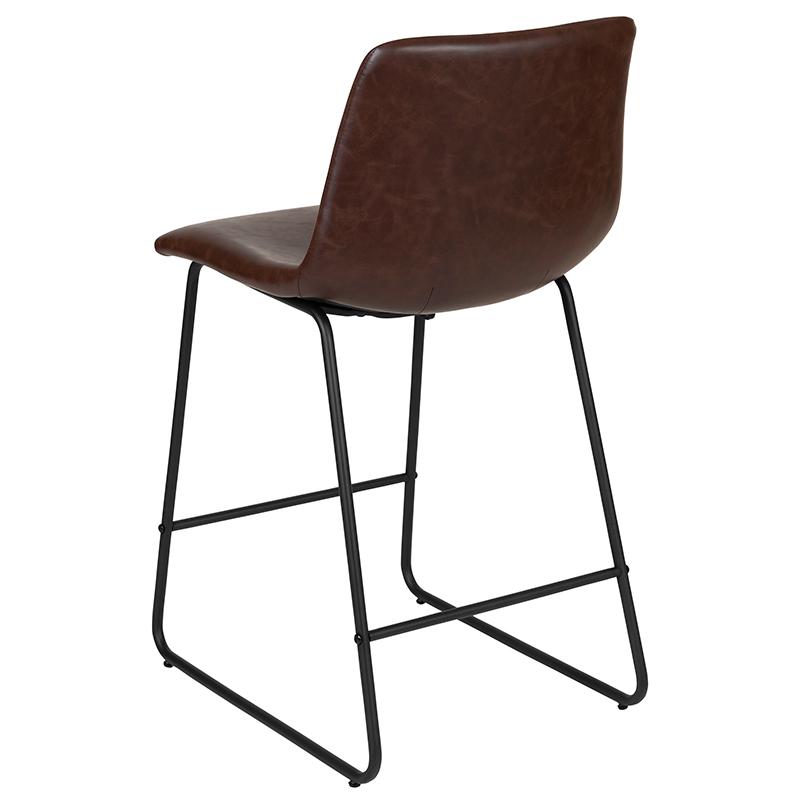 24 Inch Leathersoft Counter Height Barstools In Dark Brown, Set Of 2 By Flash Furniture | Bar Stools | Modishstore - 2