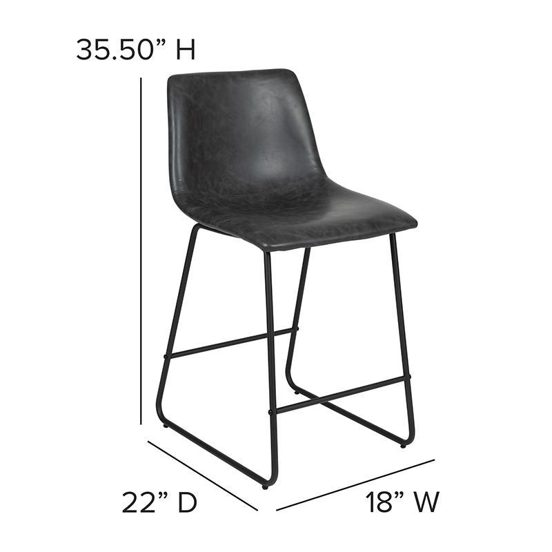24 Inch Leathersoft Counter Height Barstools In Gray, Set Of 2 By Flash Furniture | Bar Stools | Modishstore - 3
