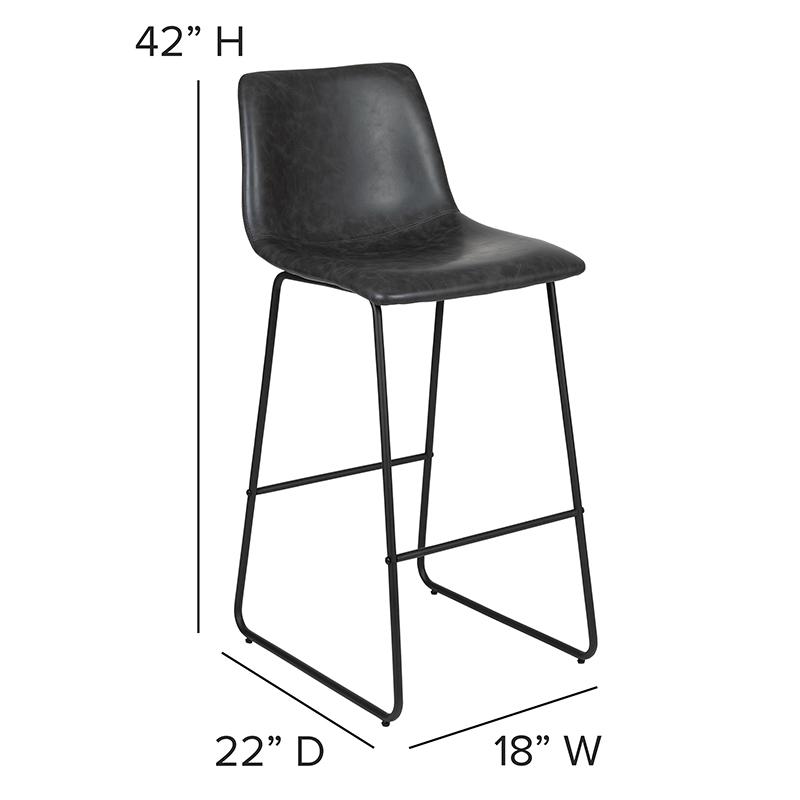 30 Inch Leathersoft Bar Height Barstools In Gray, Set Of 2 By Flash Furniture | Bar Stools | Modishstore - 4