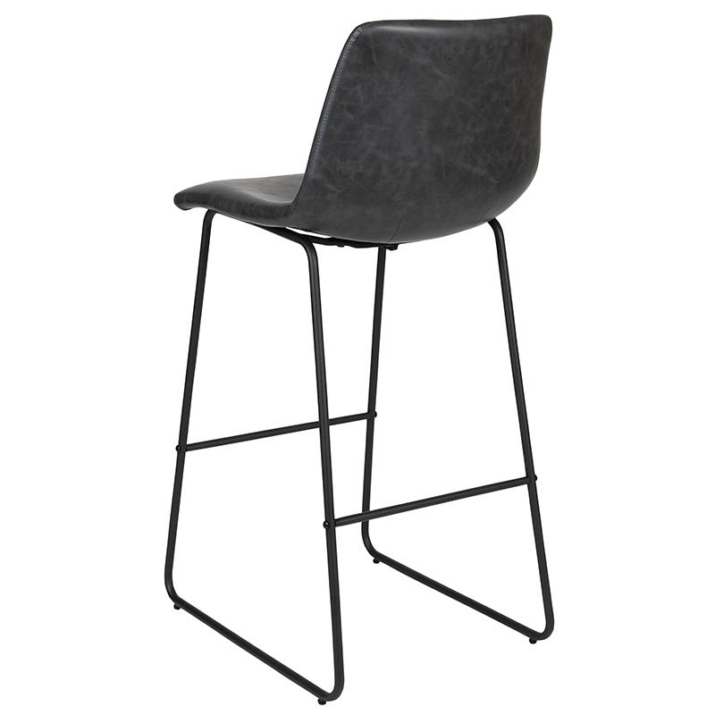30 Inch Leathersoft Bar Height Barstools In Gray, Set Of 2 By Flash Furniture | Bar Stools | Modishstore - 2