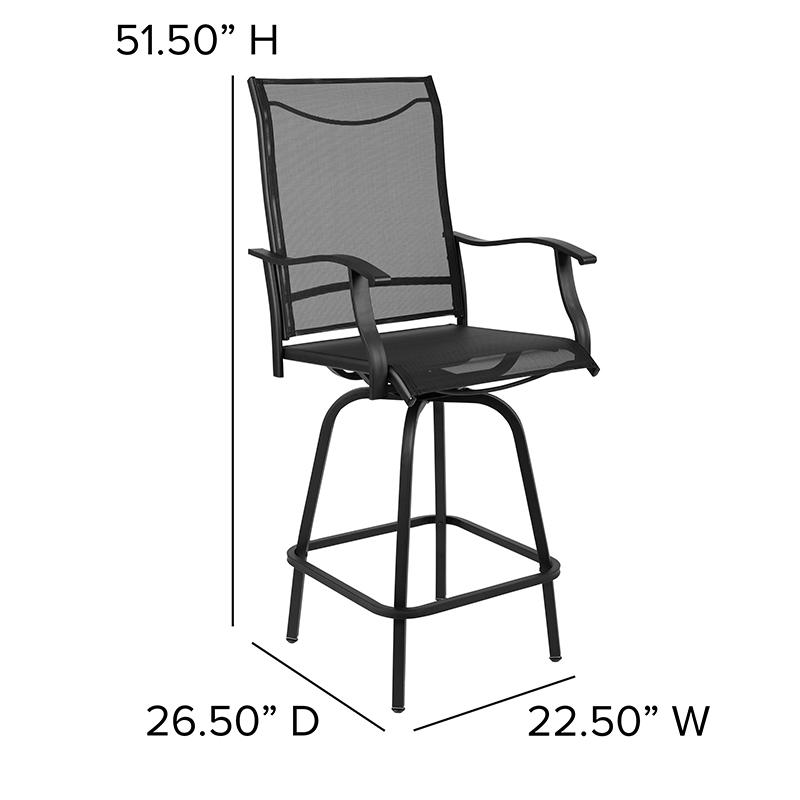 30" All-Weather Patio Swivel Outdoor Stools, Black, Set Of 2 By Flash Furniture | Dining Chairs | Modishstore - 3