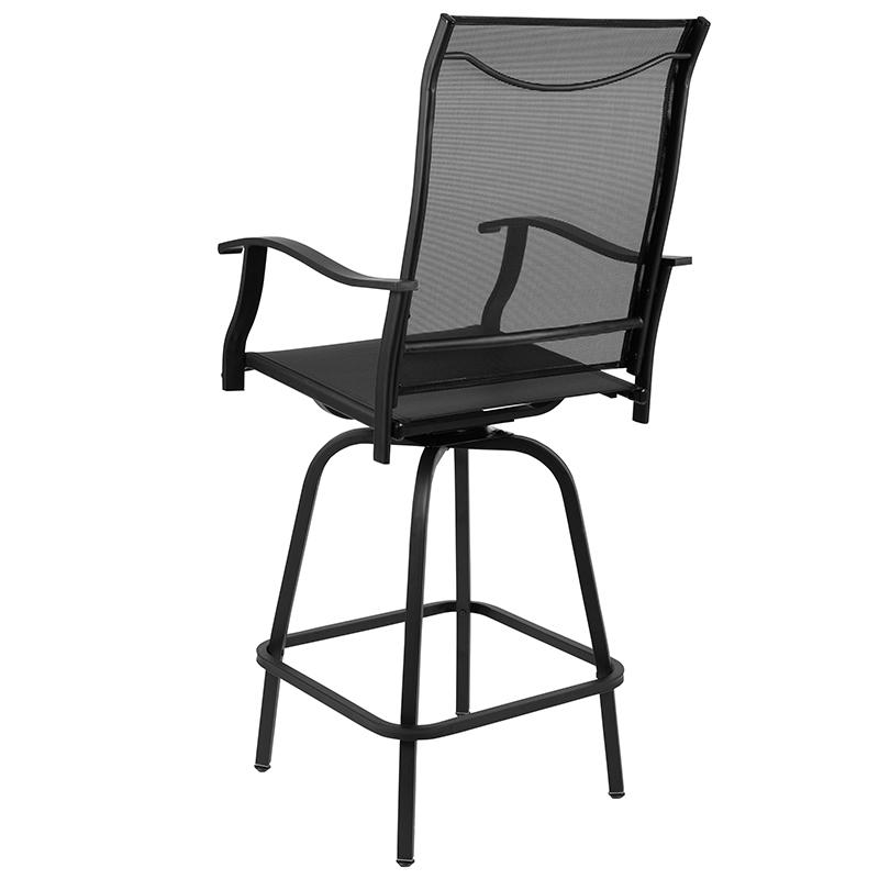 30" All-Weather Patio Swivel Outdoor Stools, Black, Set Of 2 By Flash Furniture | Dining Chairs | Modishstore - 1