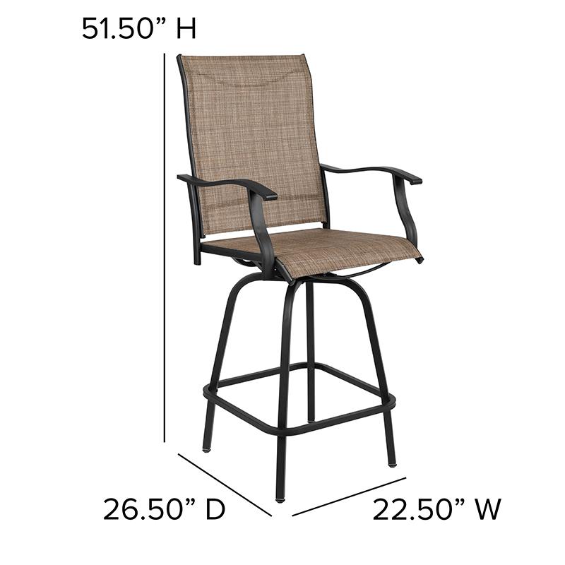30" All-Weather Patio Swivel Outdoor Stools, Brown, Set Of 2 By Flash Furniture | Dining Chairs | Modishstore - 3