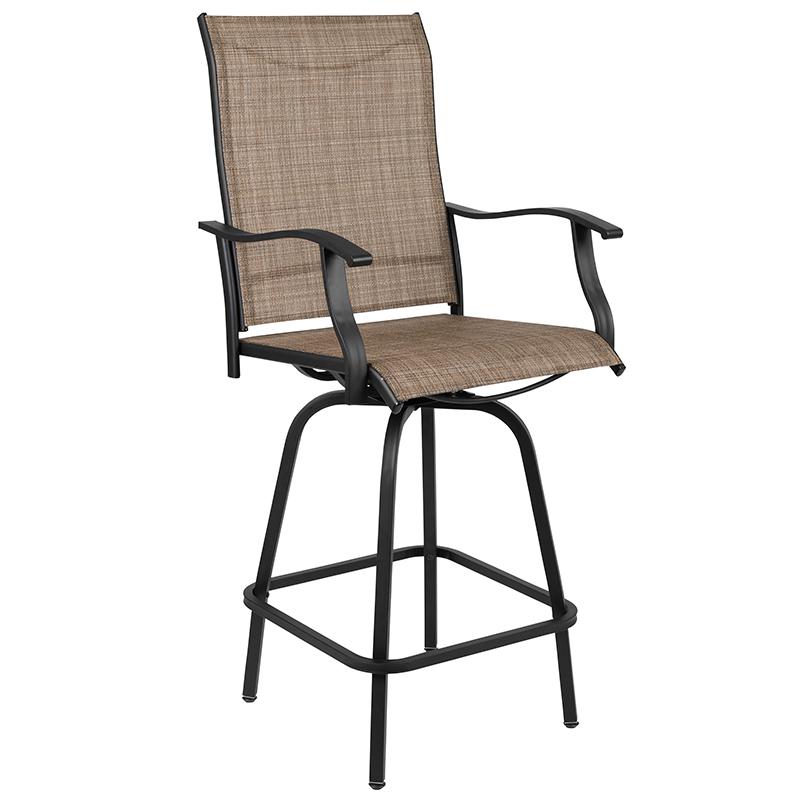 30" All-Weather Patio Swivel Outdoor Stools, Brown, Set Of 2 By Flash Furniture | Dining Chairs | Modishstore - 4