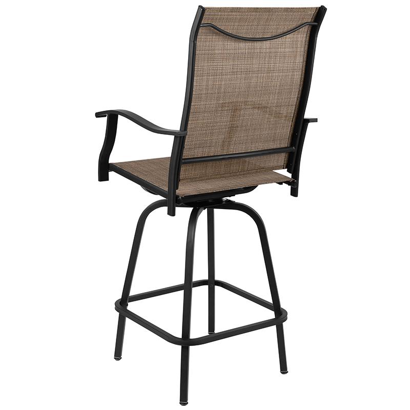 30" All-Weather Patio Swivel Outdoor Stools, Brown, Set Of 2 By Flash Furniture | Dining Chairs | Modishstore - 1